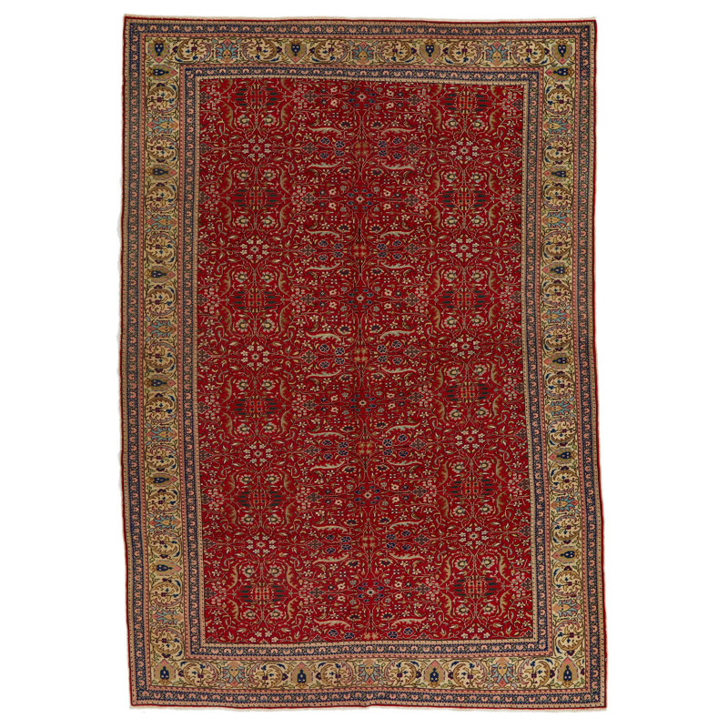 Tapis traditionnel turc rouge et ivoire 7 x 9