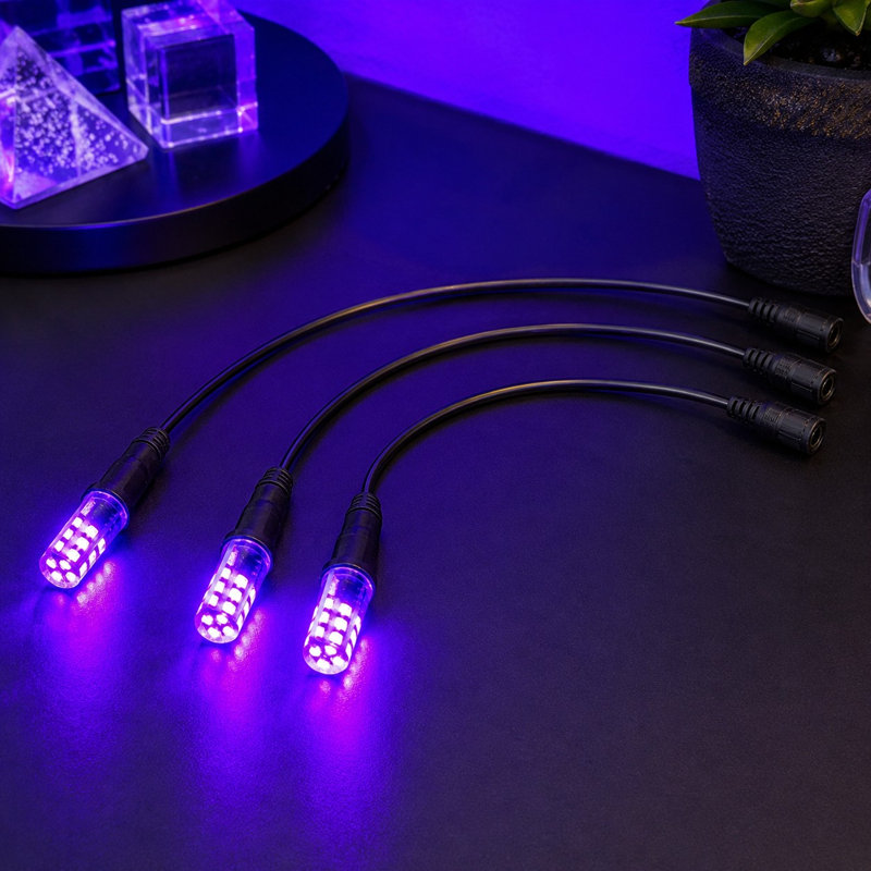 12-Volt LED Blacklight Bulbs with Cable Sockets