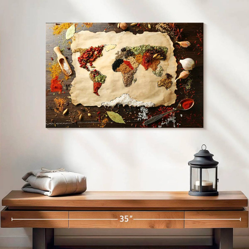 Impression «World Map», impression sur toile, H 24 po x l 16 po x P 1,25 po