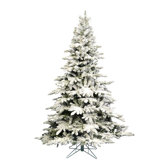 Utica Flocked Green/White Fir Artificial Christmas Tree with Stand