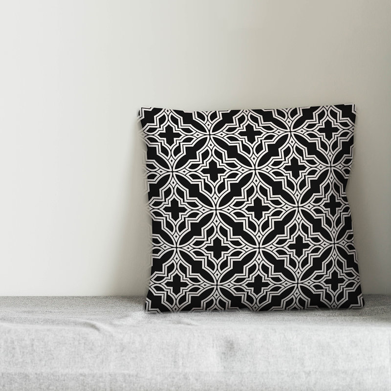  Housse de coussin géométrique et insert Geo, 20 po x 20 po, Noir, Pas de bourre