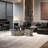 Black Round & Square Coffee Table Set with Tempered Glass Top