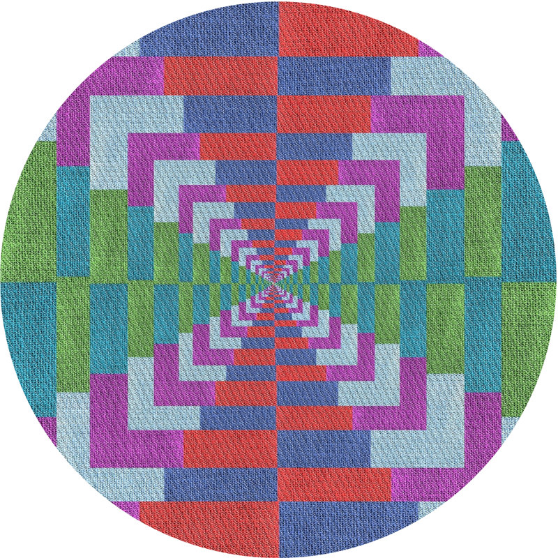 Tapis rose/vert/rouge à motifs Idylwood, Rond 4 pi