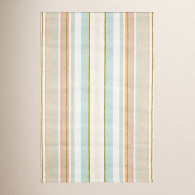 Daphne Sky Hand-Woven Striped Cotton Rug