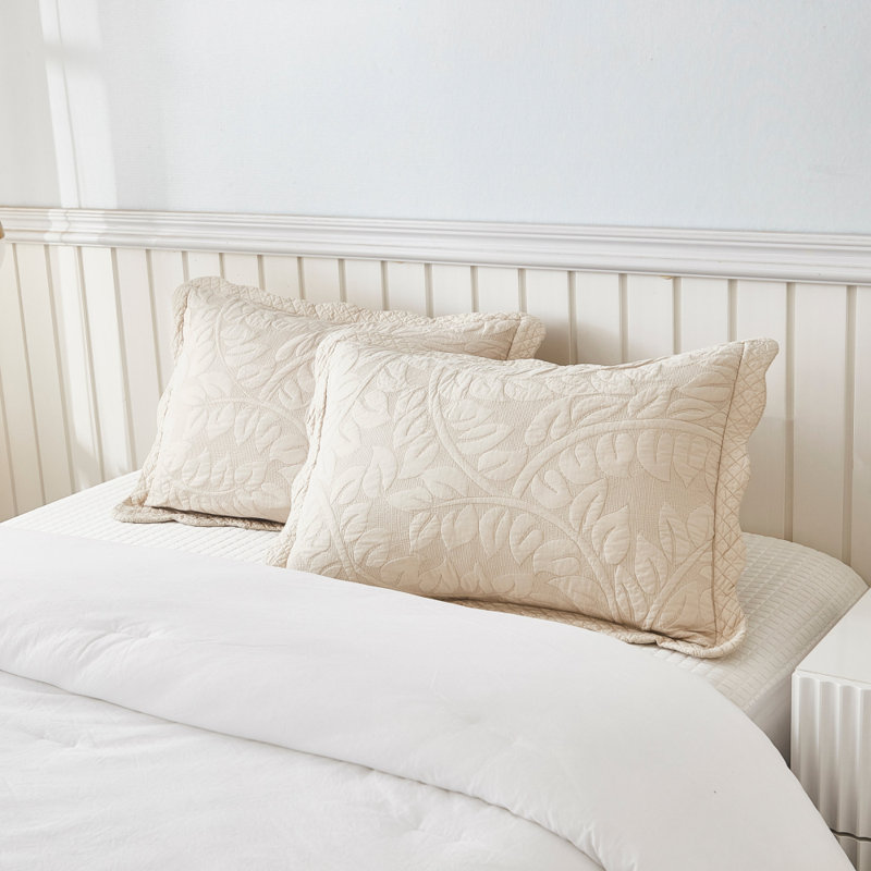2 taies décoratives 100% coton matelassées, housses décoratives, Standard, Beige naturel
