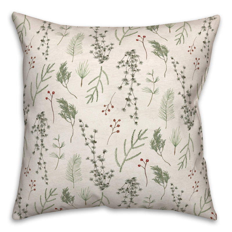Floral Throw Pillow, White