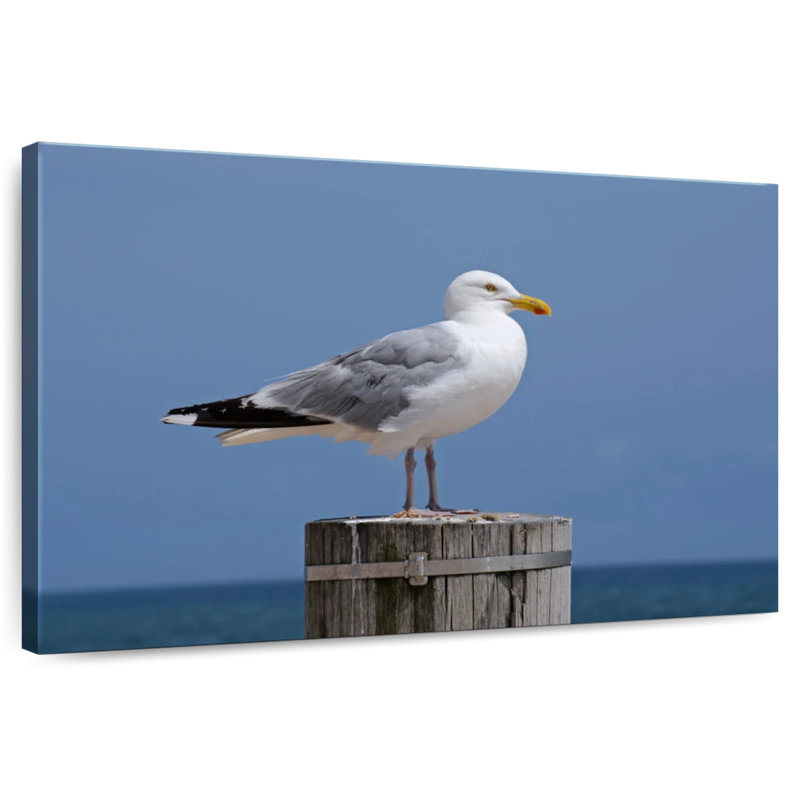 Mouette sur poteau en bois, H 30 po x l 45 po
