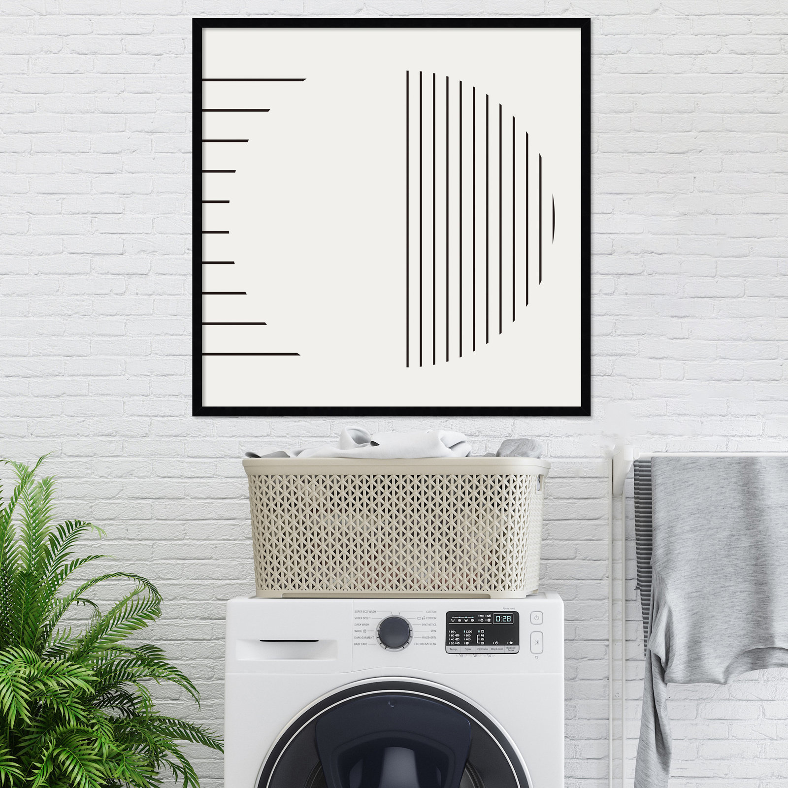 Modern Statement Stripes 1 Print, 33" H x 33" W x 1" D, Black