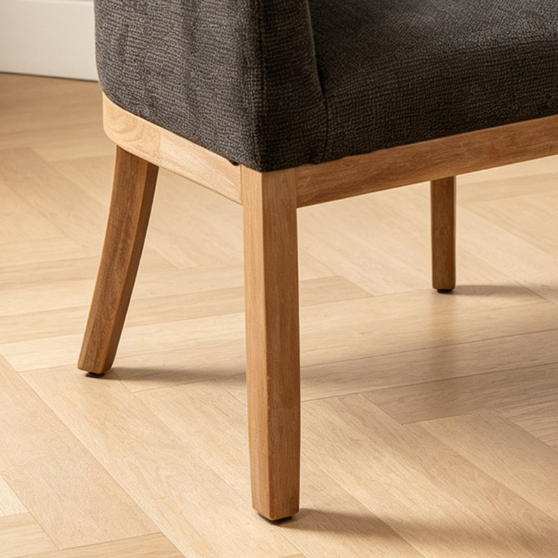 Chaise de salle à manger rembourrée style Mid-Century avec pieds en bois massif, Gris anthracite