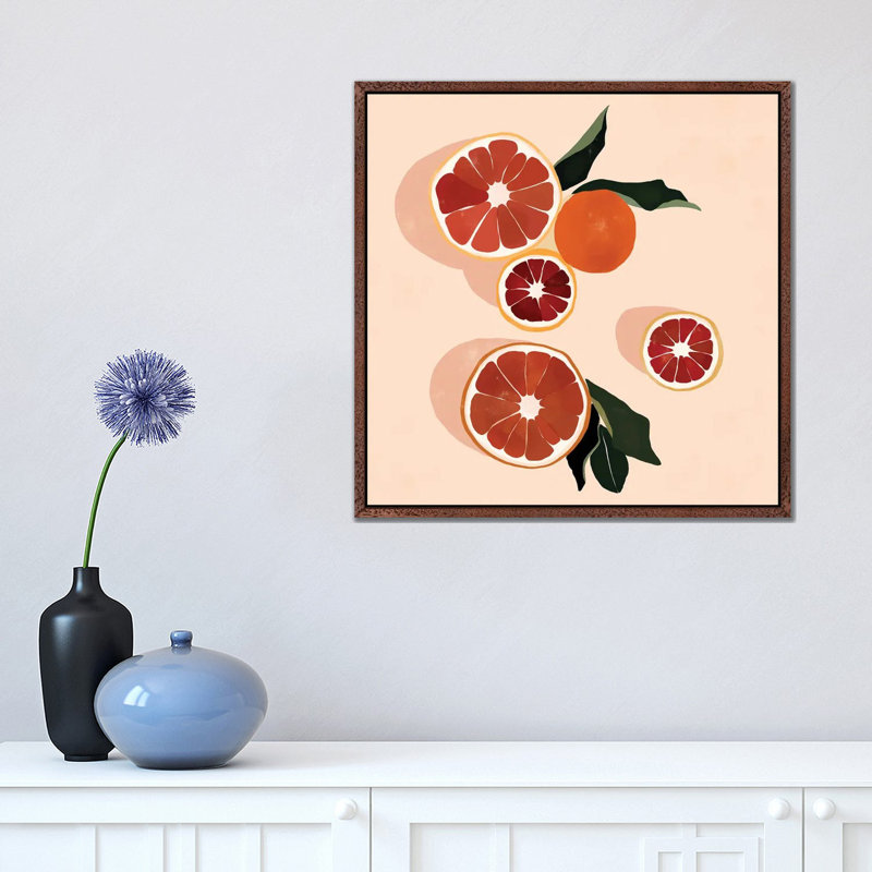 Grapefruit by Bria Nicole - Print on Canvas, 45.72 cm H x 45.72 cm W, Classic Brown Wood Framed Canvas