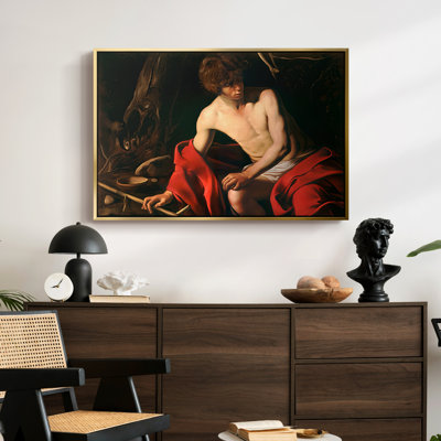 Saint John the Baptist in the Wilderness, c. 1603-1604-Caravaggio-Framed Gallery Wrapped Canvas