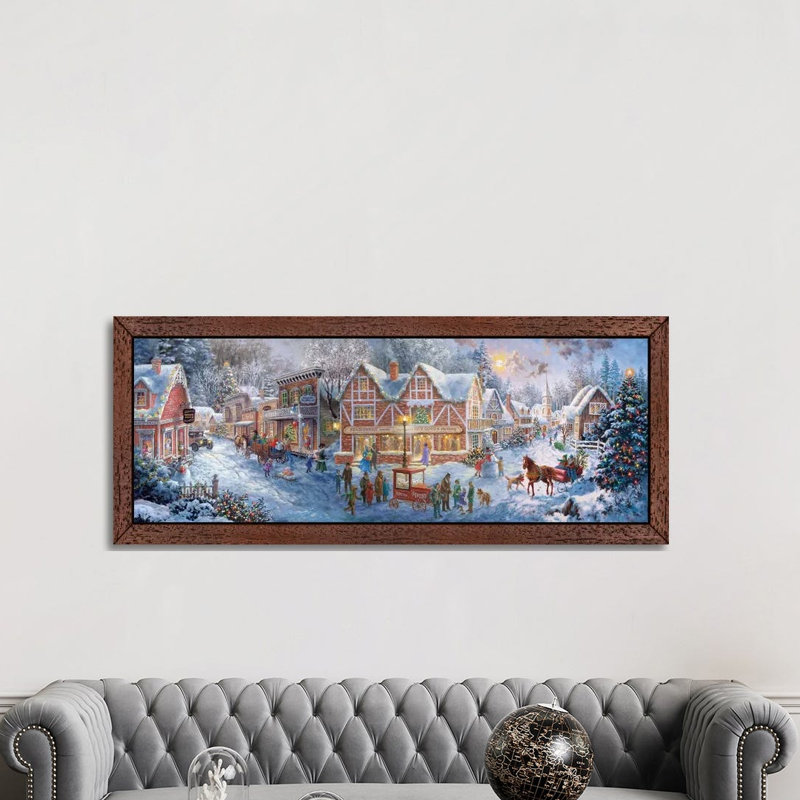 Getting Ready For Christmas by Nicky Boehme - Panoramic Painting on Canvas, 152.4 cm H x 50.8 cm W x 1.91 cm D, Brown Framed