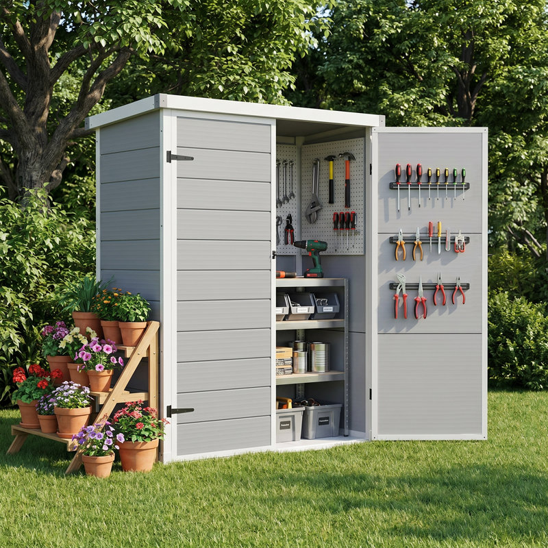 Resin Outdoor Storage Shed, Grey