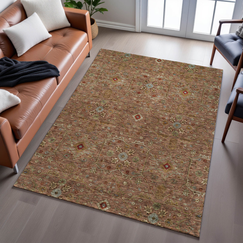 Premium Machine Washable Ducote AMF1130 Global Rug, Rectangle 2 pi 6 po x 3 pi 10 po
