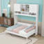Grand lit escamotable en bois avec rangement hydraulique et tablettes