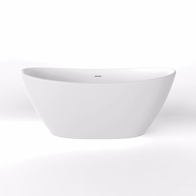 61 Inch Freestanding Solid Surface Soaking Bathtub