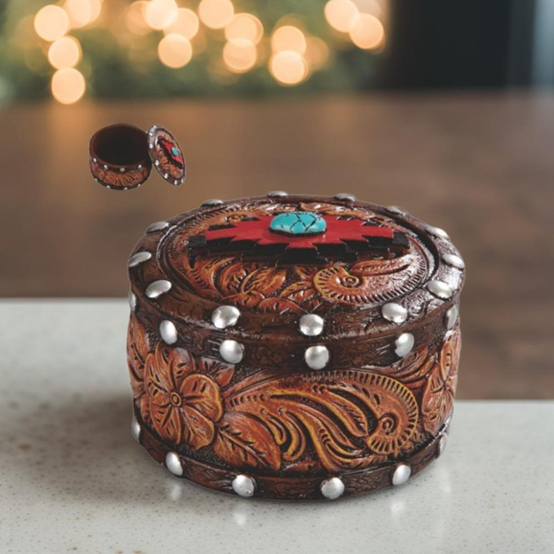 4"W Aztec Trinket Box