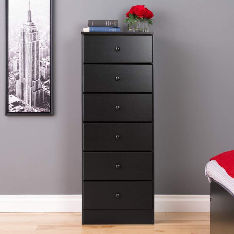 Astrid Simplistic 6 Drawer 19.75"W x 50"H x 16.5"D Lingerie Chest, Black