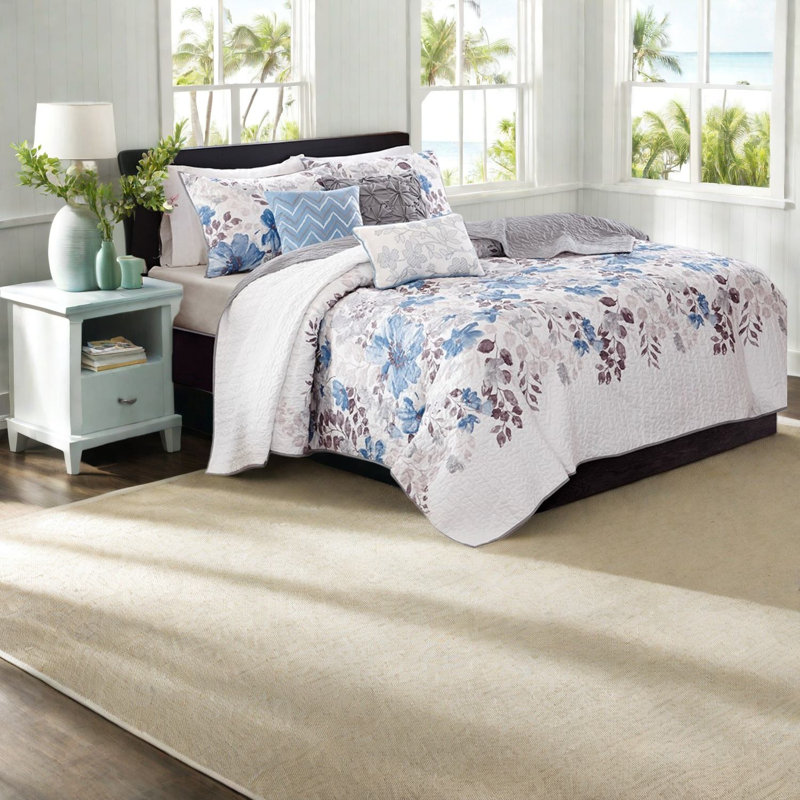 Reversible 6 Piece Bedding Sets Cotton Feel Floral Full Queen Home