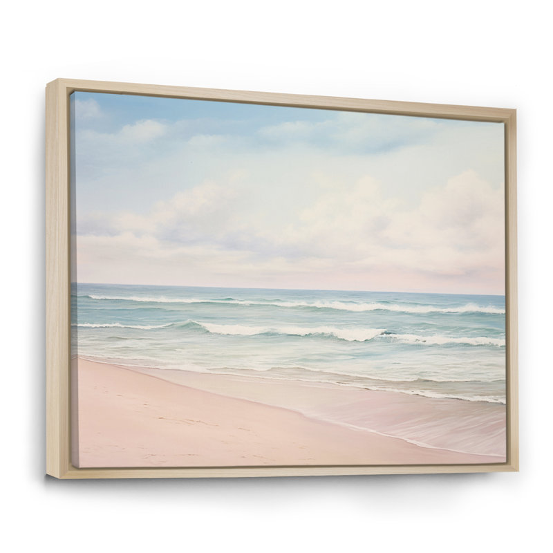 «Ocean Tranquility Tender Pink Pastel Sunrise - Coastal Beach», reproduction d'art sur toile, H 34 po x l 44 po, Naturel