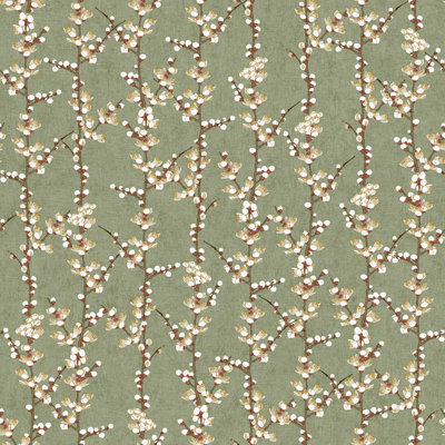 Spring Blossom Sakura Row Tree Stem 33' L x 21" W Wallpaper Roll