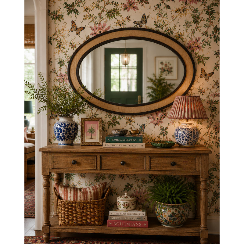 Miroir d'appoint Raphia, Tanné