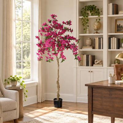 Bougainvillier artificiel de 1,80 m avec pot en plastique