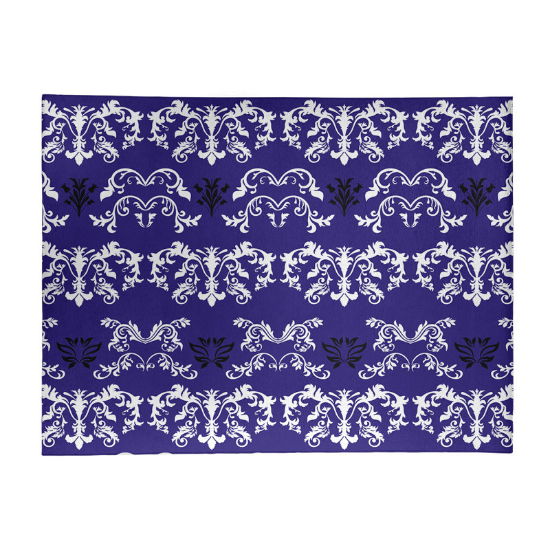 Tapis mauve / blanc Damask, Rectangle 9 pi x 12 pi