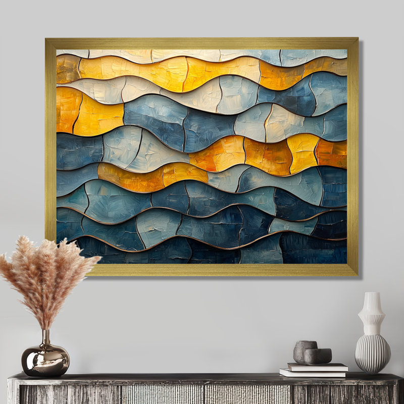 Withrow - Abstract Canvas Art Print, H 30 po x l 40 po, Doré, Floater Framed