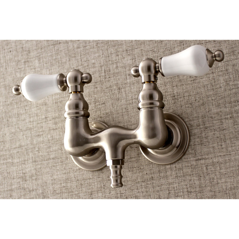 Double Handle Wall Mounted Clawfoot Tub Faucet, Brushed Nickel