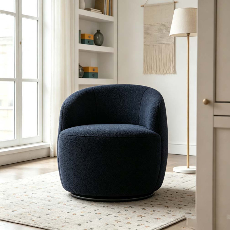 Fauteuil demi-tonneau avec fauteuil Teddy, Bleu très foncé