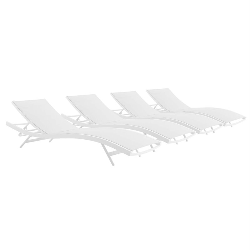 Modway Glimpse Outdoor Patio Mesh Chaise Lounge, White