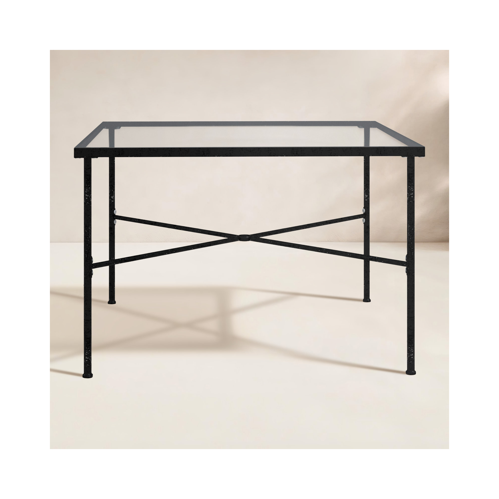 Lucier 84.06'' Glass Outdoor Dining Table, 29" H x 44" W x 44" L 