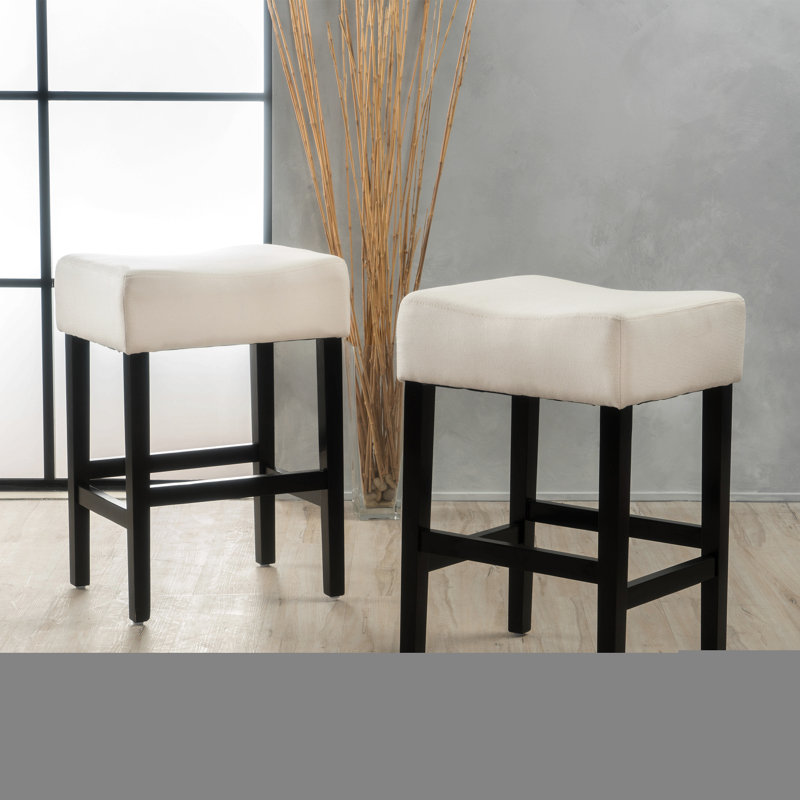 Set Of 2, 26.75" Backless Height Barstool, White