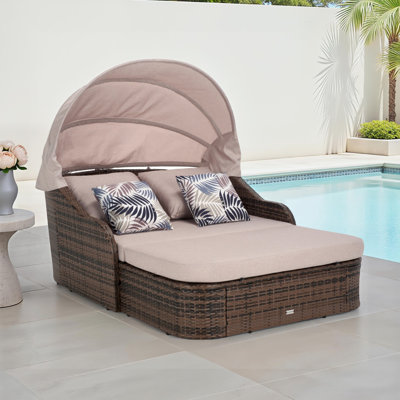Caydie 47'' Wide Wicker Patio Daybed with Cushions