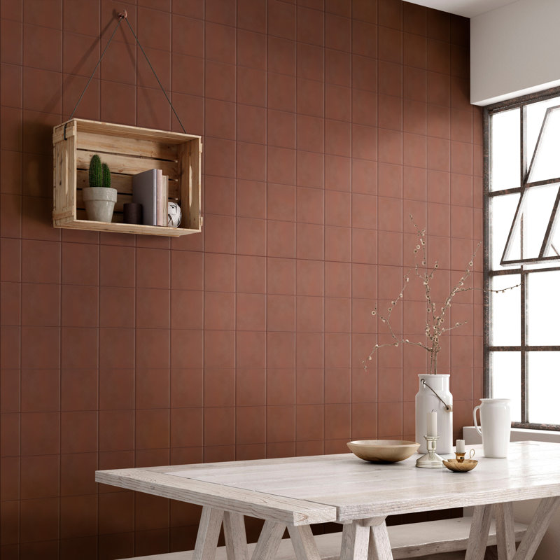 Quarry 5.9" x 5.9" Ceramic Bullnose Tile Trim in Flame Red