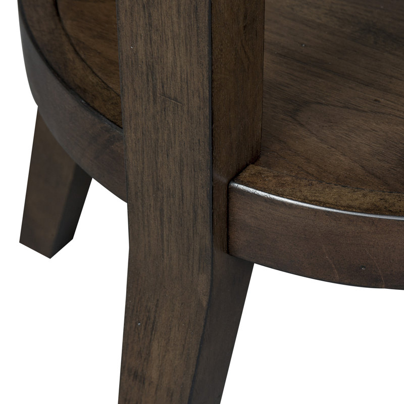 Ventura Dark Brown Round Wood End Table with Shelf