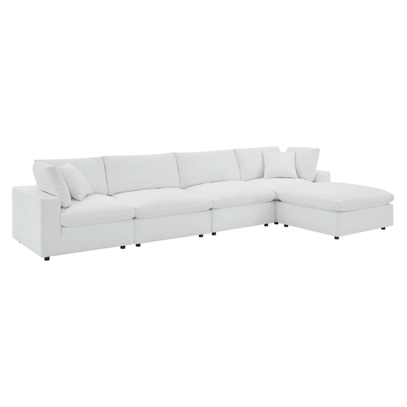 Canapé modulaire 5 pièces Modway Commix, Simili cuir blanc