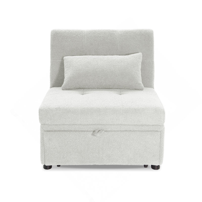 Canapé-lit convertible en sherpa blanc