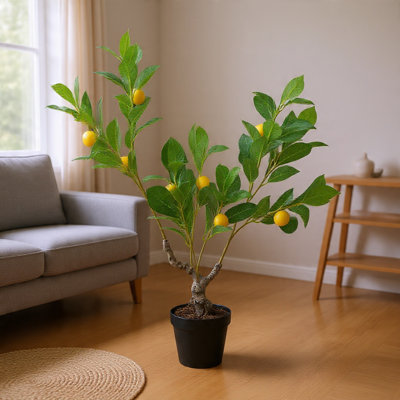 12x12x31.5"h Artificial Peva Lemon Tree With Lifelike Greenery And Black Pot