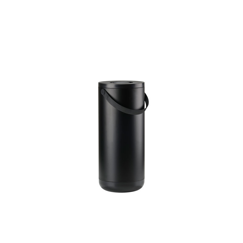 Plastic Manual Lift Kitchen Trash Can, Black, 35 L