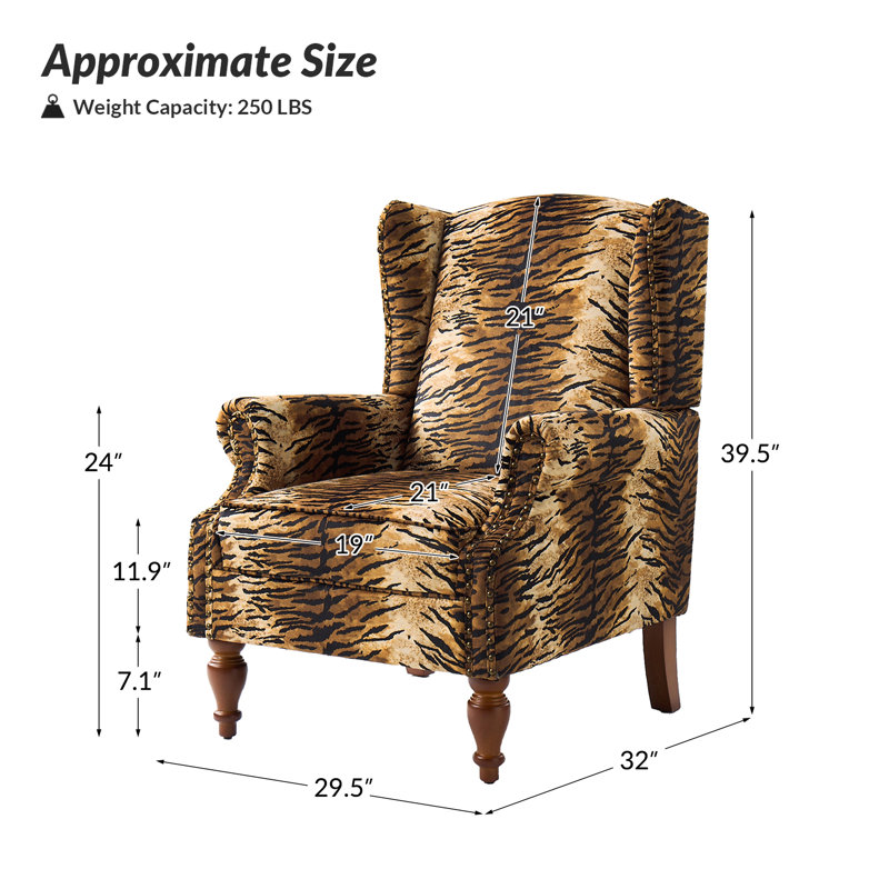 Anndi Upholstered Wingback Accent Chair, Tiger Chenille