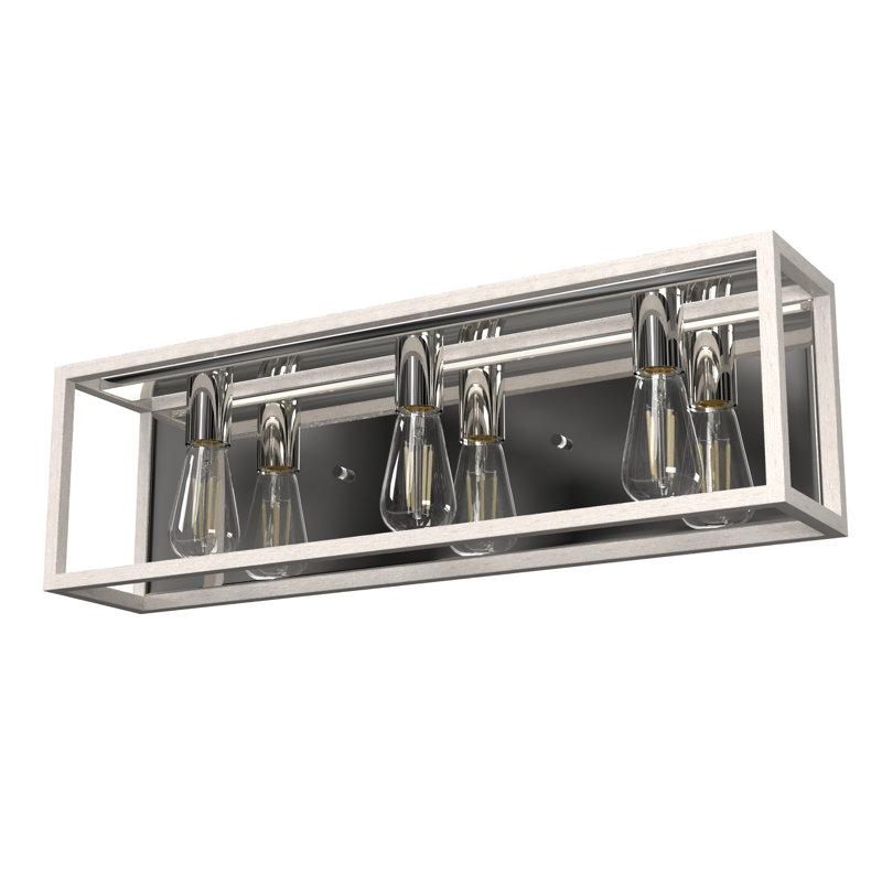 Squire Manor 3 Light Vanity Wall Light Fixture, Distressed White/Chrome