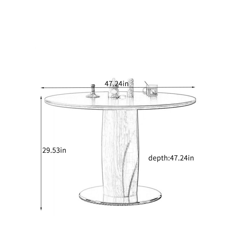 Round Table for Small Spaces with Great Features., 29.53"H x 47.24"L x 47.24"W"