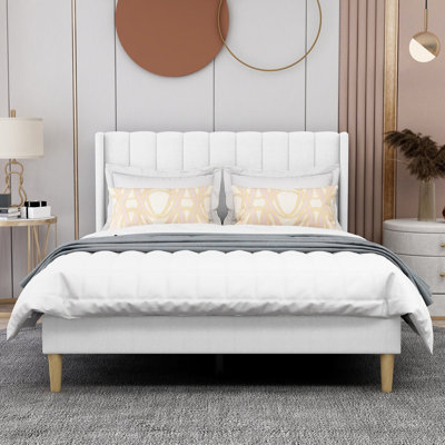 Eriksay Low Profile Upholstered Platform Bed with Wingback Headboard