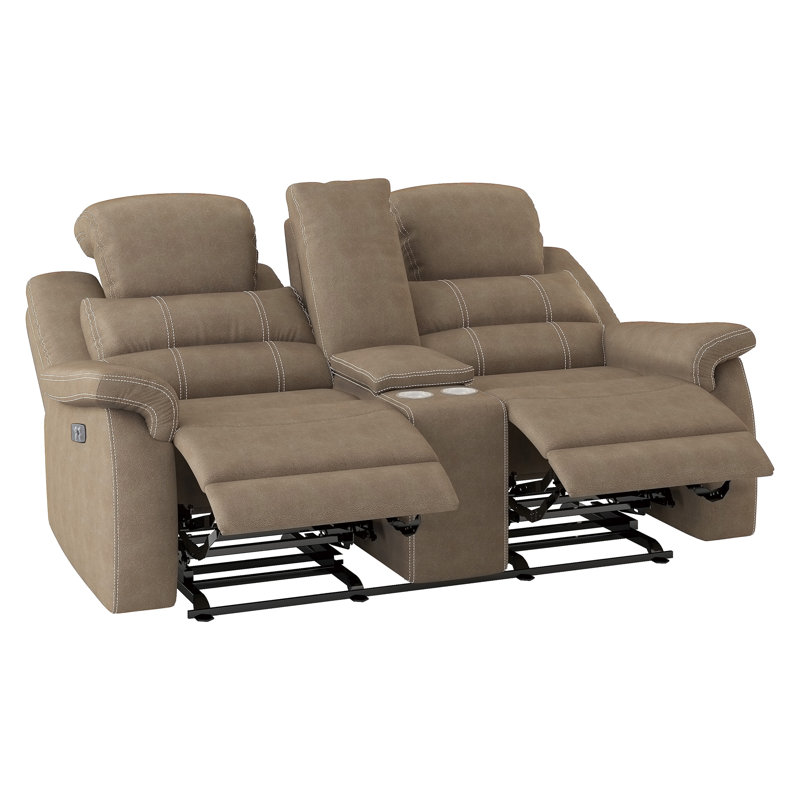 Rosnay Causeuse inclinable double W, Microfibre/microsuède brun