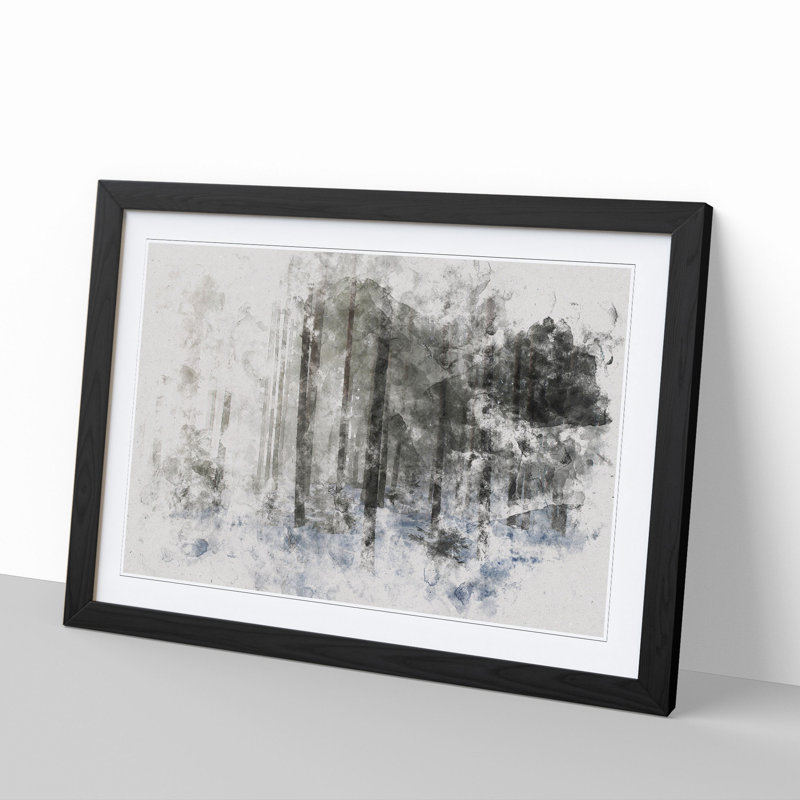 Winter Forest Vol.8 Watercolour - Picture Frame Graphic Art, 36cm H x 48cm W x 2cm D, Black