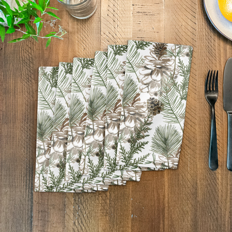 Skokie Cotton Twill Floral Square Napkin, White