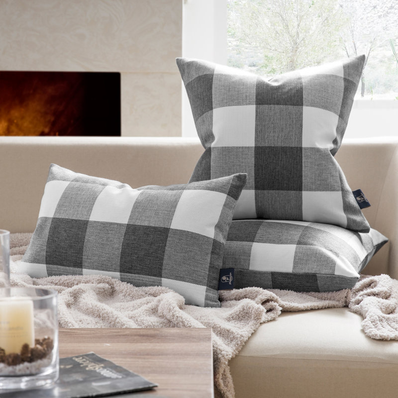 Buffalo Checker Collection Checkered Reversible Throw Pillow, Grey/White, 18'' x 18''