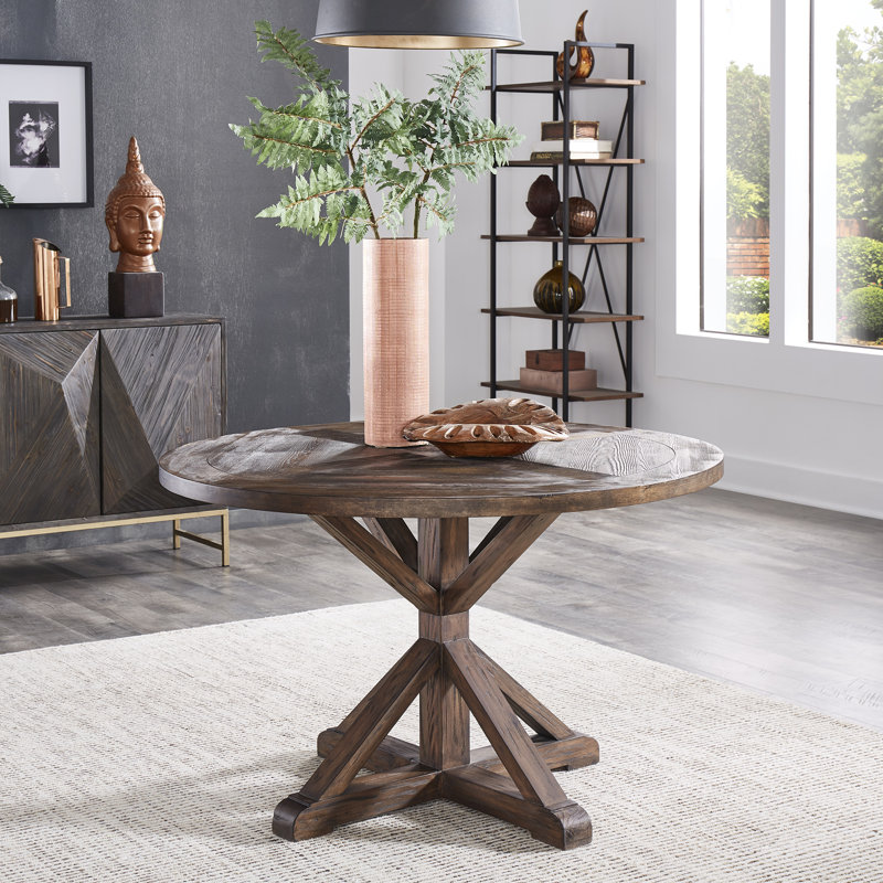 Table de salle à manger à piédestal Ashbaugh, Brun, L 47,79 po x l 47,79 po